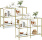 VASAGLE 39.4 Inch Console Table with 3 Shelves, Set of 2 Sofa Tables, Modern Entryway Table, Metal Frame, Tempered Glass Shelf, Entryway Living Room Bedroom, Metallic Gold and Transparent ULGT999G01