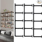 Industrial Pipe Shelf Brackets Wall Mount, Open Black Pipe Shelving for Kitchen,Floating Shelf Brackets Mount,Open Bookshelf Brackets for Shelves,Wall Shelves 12 Inch Deep,(2PcsX3Tier,61" Tall)