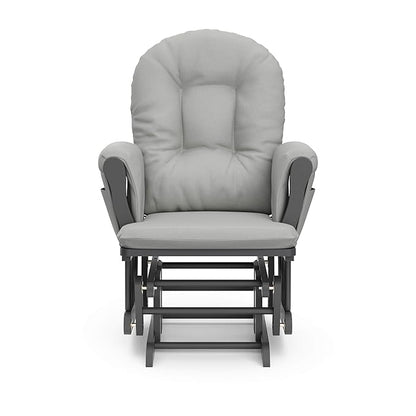 Storkcraft Premium Hoop Glider & Ottoman (Pebble Gray/Light Gray) — GREENGUARD Gold Certified Nursery Glider, Solid Wood Craftsmanship, Smooth-Gliding Nursery Chair and Ottoman, Award-Winning