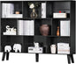 YAHARBO 10 Cube Large Bookshelf,3 Tier Bookcase with Legs,Black Mid-Century Modern Bookshelves,Wide Free Standing Open Storage Organizer Shelf,Tall Wooden Book Case Furniture for Living Room,Office