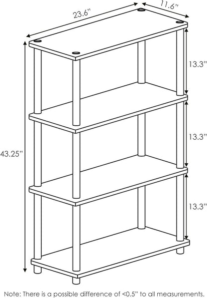 Furinno Turn-N-Tube 4-Tier Multipurpose Shelf Display Rack, Round Tubes, Americano/Black