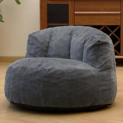 N&V Large Crescent Bean Bag Chair, Adult Size Bean Bag Sack, Foam Filling, Soft Premium Corduroy Bean Bag for Living Room Bedroom Dorm and Office (Frost Gray)