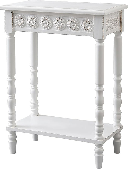 SOFE White Wood End Table, Modern Living Room Side Table, Sofa Couch Table Bedside Table, Narrow Nightstand for Bedroom, Suit for Small Space