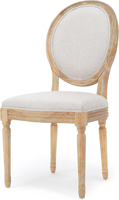 Christopher Knight Home Phinnaeus Polyester Beige Fabric Dining Chair (Set of 2), 2-Pcs Set