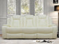Leather Recliner Sofa Couch, 3-Seater Home Theater Seating Reclining Sofa, Power Reclining Couch with Cup Holders & Drop Down Table for Living Room Furniture Sets, White