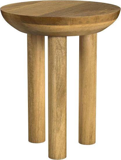 Natural Mango Wood 3-Leg End/Side Round Table