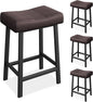 GarveeHome Counter Height Bar Stools Set of 4, 24 Inch Barstools for Kitchen Island Counter, Upholstered Padded Saddle Chairs with Curved Cushion, Easy Assembly, Brown