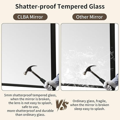 Matte Black Mirror, 24x32 Inch Aluminum Framed Rectangle Mirror, Anti-Rust, Tempered Glass, Square Corner Wall Mirror for Over Sink, Vanity, Bedroom, Entryway, Horizontal/Vertical