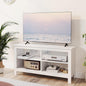 43 Inches TV Stand,Mid Century Modern Entertainment Center with 4 Open Shelves Farmhouse TV Media Console Table for Living Room,Bedroom,Television Stand up to 50 Inches(White)