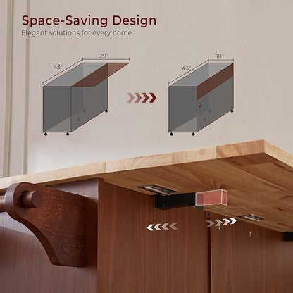 Walnut 54" Rolling Kitchen Island Cart with Storage, Large Kitchen Cart with Folding Drop Leaf Breakfast Bar, Wood Island Table with 3 Drawers and Spice Rack & Towel Rack, Brown