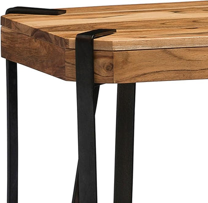 Ryegate 3-Tier End Table with Storage “ Live Edge Solid Acacia Wood Side Table with Industrial Metal Frame and 2 Open Lower Shelves for Living Room, Bedroom, Entryway by Alaterre Furniture