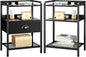 Night Stand Nightstand with 1 Drawer Black Nightstands Storage Night Stands Fabric Drawers Small Bedside Table Mesh Shelves Bed Side End Tables Chests Cabinet for Bedroom Living Room Dorm Furniture