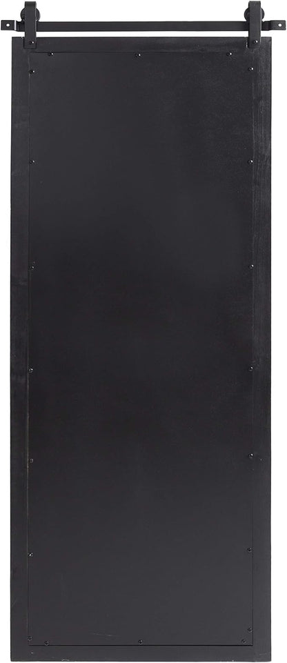 Kate and Laurel Cates Farmhouse Wood Framed Panel Mirror, 18 x 50, Gray, Barn Door-Inspired Rustic Mirrors for Wall