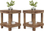 LITTLE TREE End Table Set of 2, All Wooden 2-Tier Square Side Table with Storage Shelves, Farmhouse Style Side End Table for Living Room, Small Bedside Table Nightstand for Bedroom, Reclaimed Natural