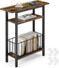 Vagusicc Narrow Side Table, 3-Tier Skinny End Table for Couch Sofa, Small Side Tables for Small Spaces, Bed Side Table with Storage, 25.2" Tall Slim Nightstand for Living Room, Bedroom, Rustic Brown