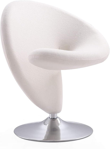 Manhattan Comfort Curl Swivel Accent Chair Set of 2 with 360° Turn, Fully Assembled, Upholstered in Wool Blend, Modern Ergonomic Design with Polished Chrome Base, Living Room & Office, Set of 1, Cream