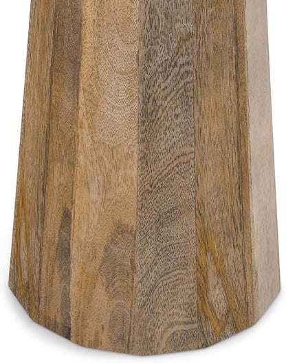 SIMPLIHOME Dayton Solid Mango Wood 13 Inch Wide Round Contemporary Wooden Accent Table in Natural, Fully Assembled, for The Living Room and Bedroom