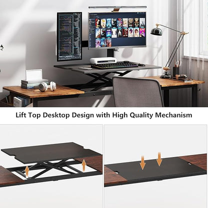 Decoholic Adjustable Height Standing Desk Whole Piece 71x23 Inch Desktop Home Office Computer Workstation Sit Stand up Desk(71inch)…