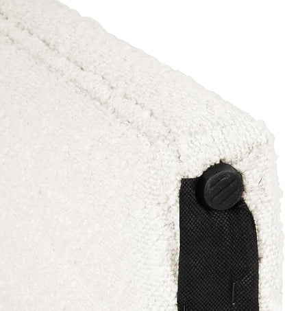 HomePop Modern Channel Tufted Ottoman Home Décor|Ottoman for Living Room & Bedroom - Cream Boucle