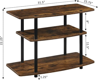 Convenience Concepts Designs2Go No Tools 3-Tier TV Stand 31.5" - Entertainment Center for TVs up to 37 Inches, Modern TV Console with Shelves for Living Room, Family Room, Barnwood/Black