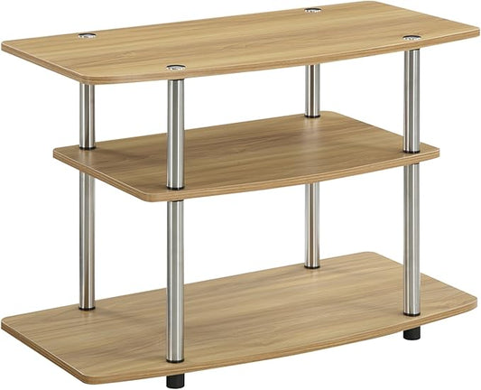 Convenience Concepts Designs2Go No Tools 3-Tier Stand Entertainment Center 37 Inches, Modern TV Console with Shelves for Living Room, 31.5", Light Oak