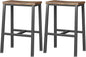 Homeiju Bar Stools, Counter Height Bar Stools Set of 2, 23.6 Inch Saddle Stools with Footrests, Industrial Kitchen Counter Seat for Dining Room, Kitchen, Counter, Rustic Brown