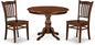 East West Furniture HBGR3-MAH-W 3 Piece Dining Room Table Set Contains a Round Kitchen Table with Pedestal and 2 Dining Chairs, 42x42 Inch, Mahogany
