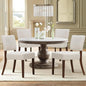 COLAMY Mid Century Modern Dining Chairs Set of 4, Upholstered Kitchen Chairs with Open Back, Fabric Side Dining Room Chairs with Wood Legs for Dining Room Kitchen Restaurant, Beige