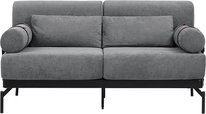 Modern Loveseat Sofa 59" Sofa Couch 2-Seater Sofa with Flexible USB Ports, Unique Cylindrical Armrests for Living Room, Grey