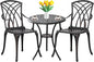 3 Piece Patio Bistro Set Outdoor Bistro Table Set Anti Rust Bistro Table and Chairs w/Umbrella Hole, Durable Patio Set for Porch, Balcony