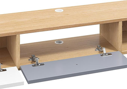 Modern Floating TV Stand with Doors, 47 Inch Wall Mounted TV Console,Floating Media Console Cabinet Under TV Shelf for Living Room Bedroom,Natural