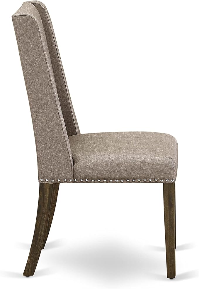 East West Furniture X797FL716-5 5 Piece Dining Table Set for 4 Includes a Rectangle Kitchen Table with X-Legs and 4 Dark Khaki Linen Fabric Parson Dining Chairs, 40x72 Inch, Multi-Color