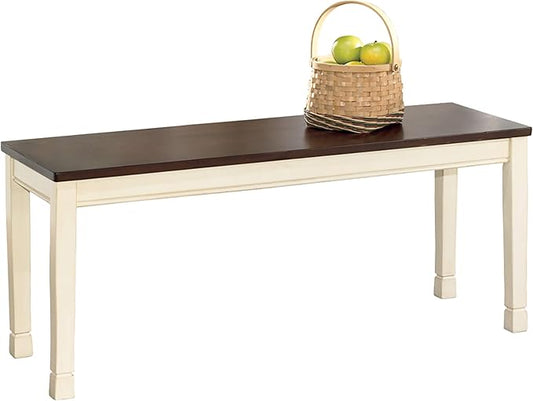 Signature Design by Ashley WhiteOwing Bench, 44.25" W x 16.25" D x4.25 H, White