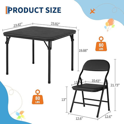 IDEALHOUSE 3 Piece Folding Kids Table and Chairs Set, Children Activity Table and Chairs Set for Dining Room,Daycare,Classrooms