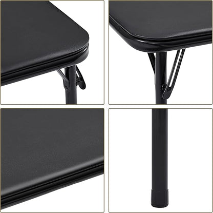 VECELO Folding Card Table and Chair Set of 5 Portable with Padded Tabletop, No Assembly Required, Black
