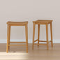 Plank+Beam Smythe Counter Stool, 24", Set of 2, Sturdy Wood Modern Kitchen Counter Height Stool, Saddle Seat Backless Counter Chair, Metal Footrest, Pecan