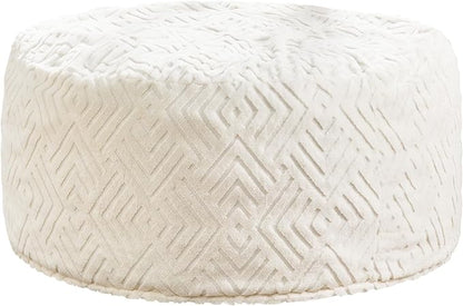 Hobestluk Bean Bag Chairs Adults Beanbag Chair with Filler Large Bean Bags with Fluffy Embossed Cover, Giant Bean Bag Chairs for Adults (White, 4FT - 44” x 44” x 24”)