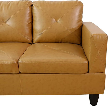 NicBex Sectional Couch 3 Pieces Sofa Set with Left Chaise Faux Leather L Shaped Cloud Couch for Living Room Furniture Sets with Storage Ottoman, Modular Sofa for Living Room & Apartment, Ginger