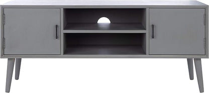 SAFAVIEH Sorrel TV Stand for up to 55" Flatscreen – Distressed Grey, 2 Doors with Interior Storage, 2 Open Shelves, Entertainment Media Console (MED5701D)