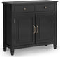 SIMPLIHOME Connaught SOLID WOOD 40 inch Wide Traditional Entryway Storage Cabinet in Black for the Living Room, Entryway and Family Room