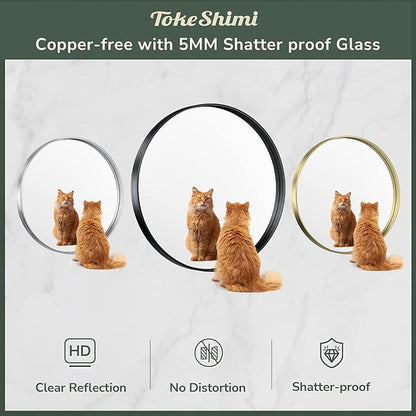 TokeShimi Brushed Gold Round Mirror 24 Inch Gold Round Vanity Bathroom Mirror for Wall Aluminum Alloy Matte Metal Frame Modern Gold Circle Mirror Fit in Minimalist Multi Style Home Decor