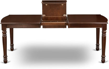 East West Furniture DONO9-MAH-W 9 Piece Kitchen Table Set Includes a Rectangle Dining Table with Butterfly Leaf and 8 Dining Room Chairs, 42x78 Inch, Mahogany