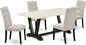 East West Furniture V627EL635-5 5 Piece Dining Table Set for 4 Includes a Rectangle Kitchen Table with V-Legs and 4 Doeskin Linen Fabric Parson Dining Chairs, 40x72 Inch, Multi-Color