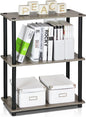 Furinno Turn-N-Tube Display Rack, 3-Tier Single, French Oak Grey/ Black
