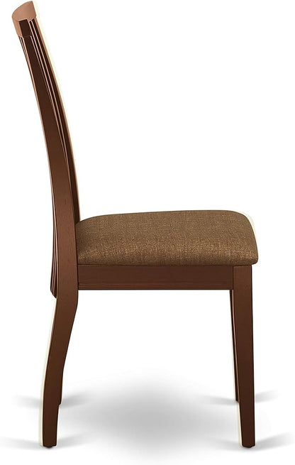 East West Furniture CAIP5-MAH-C 5 Piece Kitchen Table & Chairs Set Includes a Rectangle Dining Table and 4 Linen Fabric Dining Room Chairs, 36x60 Inch, Mahogany