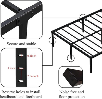18 Inch California King Bed Frames No Box Spring Need, Platform Cal King Bed Frame with High Storage, Eassy Assembly 3,500 Lbs Heavy Duty Bedframes, Black