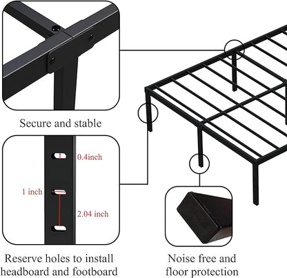 18 Inch King Bed Frame Heavy Duty Metal Platform King Size Bed Frames with High Storage, Eassy Assembly 3,500 Lbs Heavy Duty Bedframes, Black