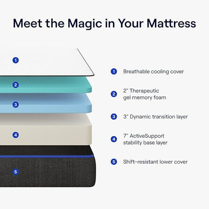 Nectar Twin XL Adjustable Base & 12” Mattress - Head & Foot Incline - Medium Firm Gel Memory Foam - Cooling Comfort - Wireless Remote - 3 Massage Settings - 365-Night Mattress Trial & Forever Warranty