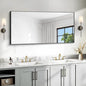 24x48 Inch Large Black Mirror for Bathroom, Black Framed Bathroom Mirror, Bathroom Mirror for Wall Over Sink, Rectangle Wall Mirror for Living Room, Bedroom, Bathroom, Hangs Horizontally or Vertically