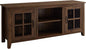 Walker Edison Dakota Modern Farmhouse 2 Glass Door Stand for TVs up to 65 Inches, 58 Inch, Dark Walnut